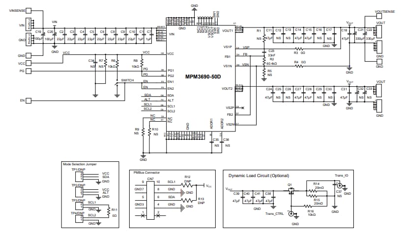Schematic - Monolithic Power Systems (MPS) EVM3690-50D-BF-00A Evaluation Board